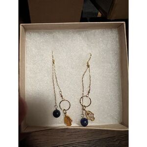 Dangle earrings with stones and ruby